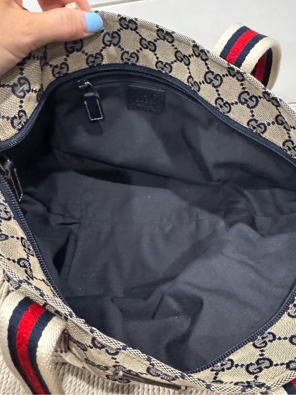 Gucci GG canvas navy web tote bag - Picture 10 of 12